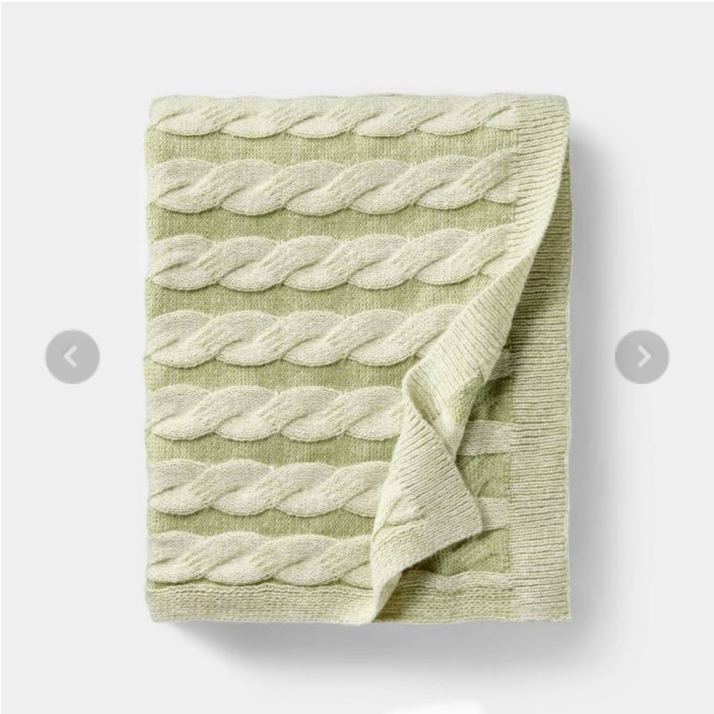 Threshold Sage and Cream Cable Knit Throw
